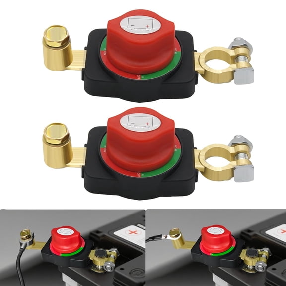 2pcs Battery Disconnect Switch Top Post, Battery Cut Off Switch 12-48V Heavy Duty Battery Shut Off Switches Quick Disconnect for Car RV Boat Marine RV and Vehicle