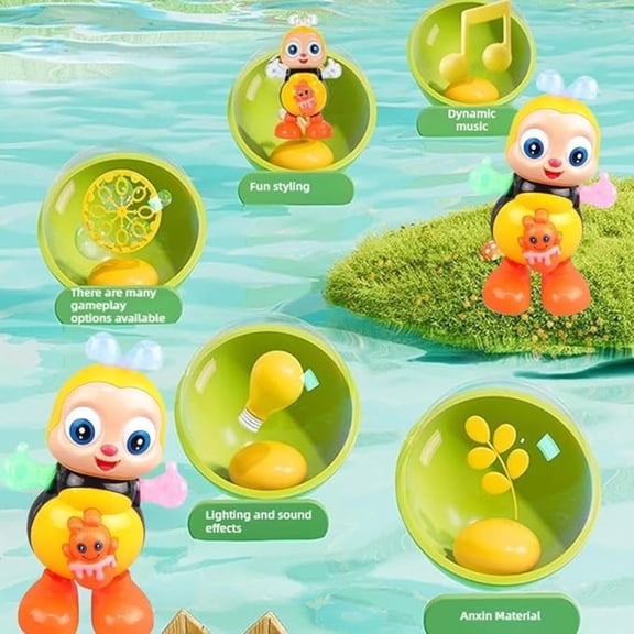 2pcs Battery-Operated Dancing Bee Decor with Screwdriver - Flashing LED Lights & Anti-Slip Base, Easy-to-Assemble Mechanical Bee Figurine, Weather-Resistant Plastic Craft, Festive Accessory, B