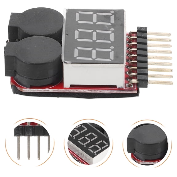 2pcs Battery Voltage Tester Lipo Battery Voltage Tester Monitor Low Voltage Buzzer Alarm