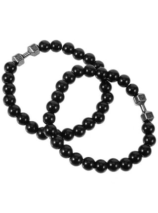2pcs Men Dumbbell White and Black Beaded Bracelet Bead-string Bracelet  Jewelry