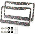 thumbnail image 1 of 2pcs Beautiful Floral License Plate Frame for Car Accessories Rustproof License Plate Cover with Screws for US Vehicles 12x6 Inch（454） Home Decor, 1 of 7