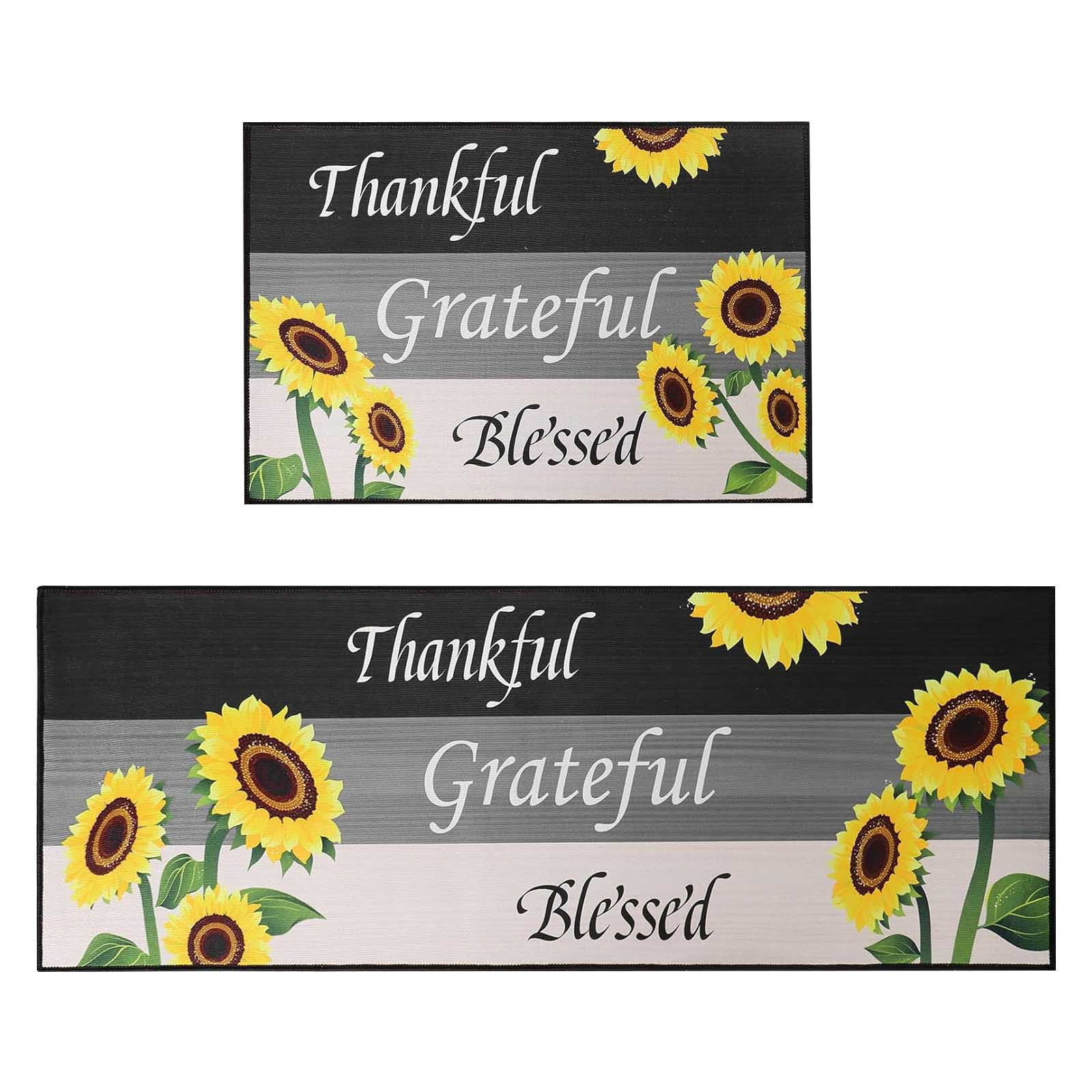2pcs Beee Festival Doormat Kitchen Rugs Sunflower Grateful Hooney Beee