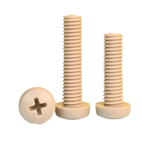 2pcs Beige Nylon Crossround Head Screw M3x5mm