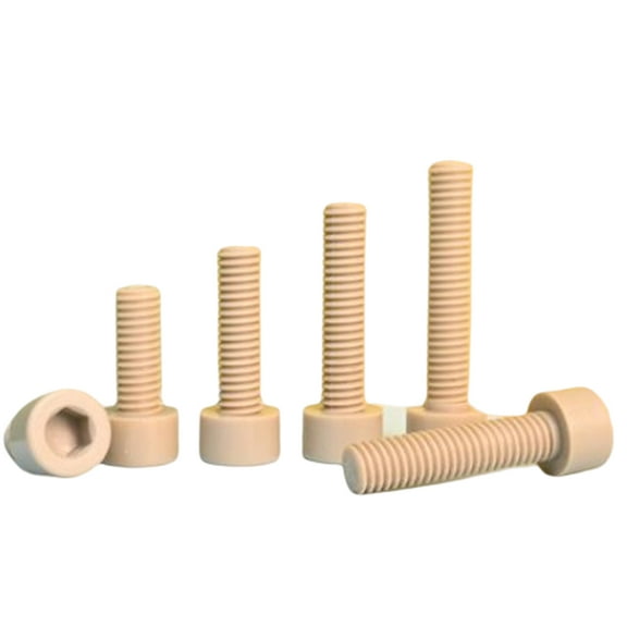 2pcs Beige Nylon Cup Head Socket Head Screws M4x9mm