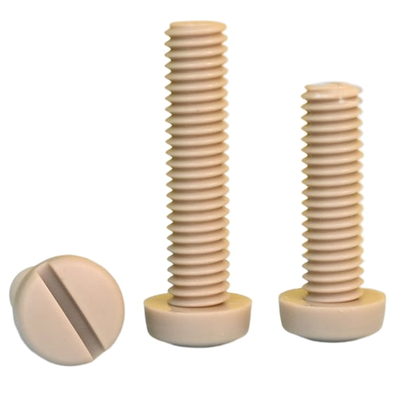 2pcs Beige Nylon Slotted Round Head Screws M4x20mm