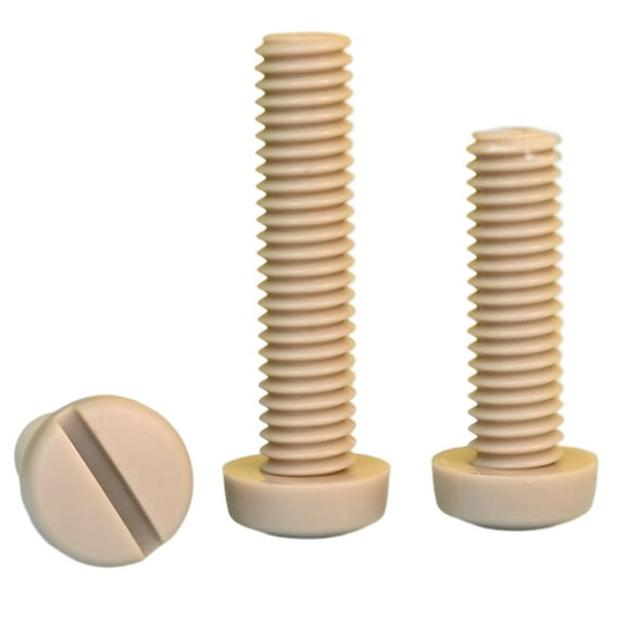 2pcs Beige Nylon Slotted Round Head Screws M4x5mm