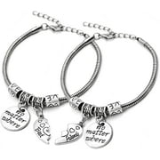 2pcs Best Friend Bracelet No Matter Where Split Broken Heart Double Bangle Bracelet Set Friendship Gift