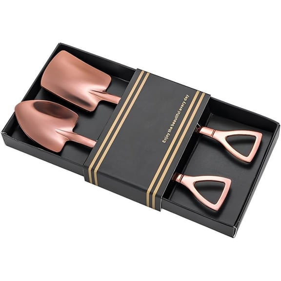 2pcs Big Shovel Spoons for Desserts Watermelon Grapefruit Cake Ice Cream Shovel Spoon Set for 2 Rose Gold Spoons for Party Kitchen Apartment Lunch Shovel Coffee Tea Spoon Gifts for Tea Coffee Lovers