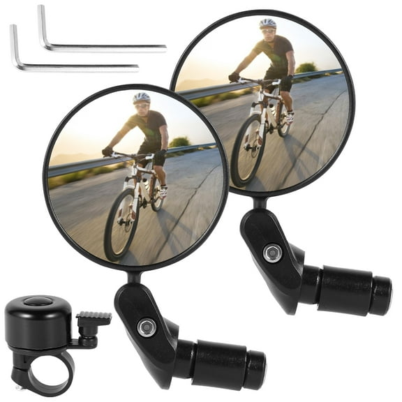 2pcs Bike Rear View Mirror Bicycle Handlebar Rearview Mirror Adjustable 360° Rotatable Bike Mirror Wide Angle Convex Cycling Safety Mirror for Universal Cycling Bicycle Mountain Bike Road Bike