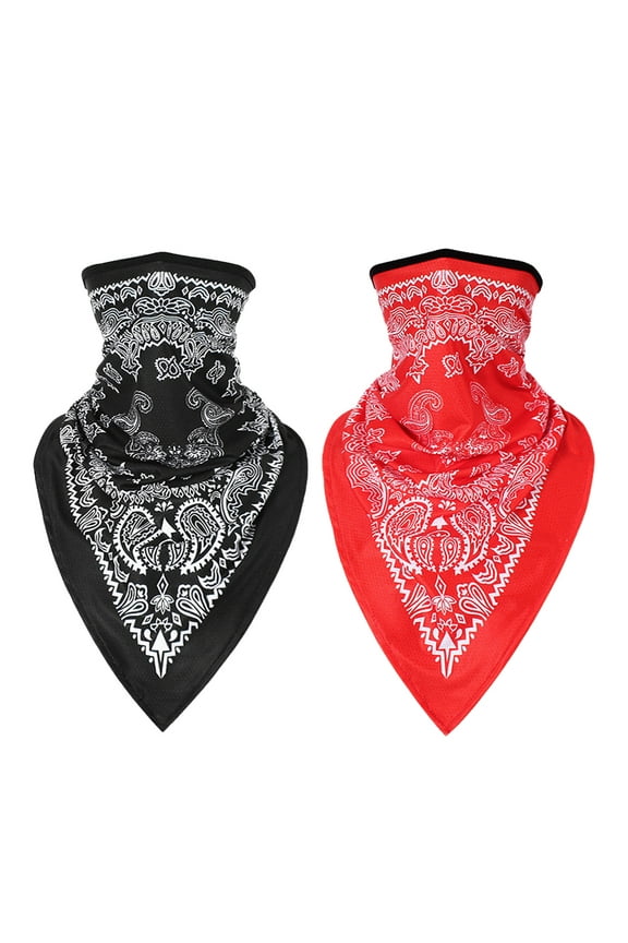 2pcs Bike Triangle UV Protection Face Mask Neck Gaiter Scarf Bandana Balaclava for Men Women Summer Half Face Mask Headbands Reusable Washable