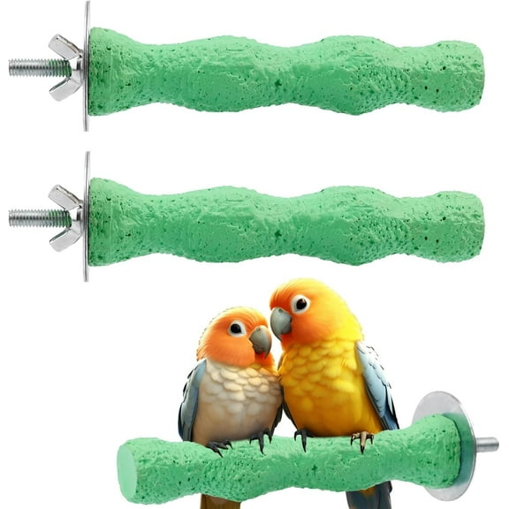 2pcs Bird Beak Grinding Stone, Anti-Slip Parakeet Nail Trimming Stick Resin Beak Grinder Stone Perches Washable Claw Trimmer Stand for Parrot Budgie Cockatiel Cage Accessories
