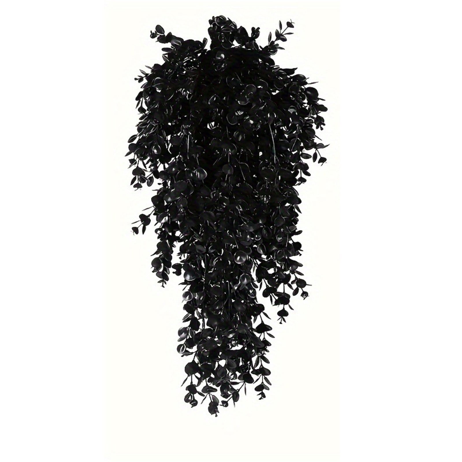 2pcs Black Artificial Hanging Plants Fake Wall Plant Faux Eucalyptus Leaves Ivy Swag UV Resistant Hang Plastic Greenery Indoor Outdoor Wedding Halloween Porch Garden Home Patio Decor