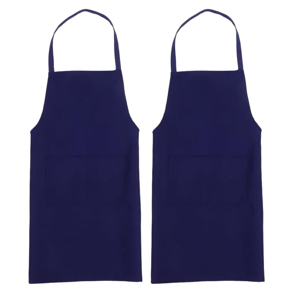2pcs Black Bib Aprons with 2 Pockets Oil-resistant and Water-resistant Kitchen Aprons for Men and Women Long Restaurant Chef for Cooking Bbq and Crafting