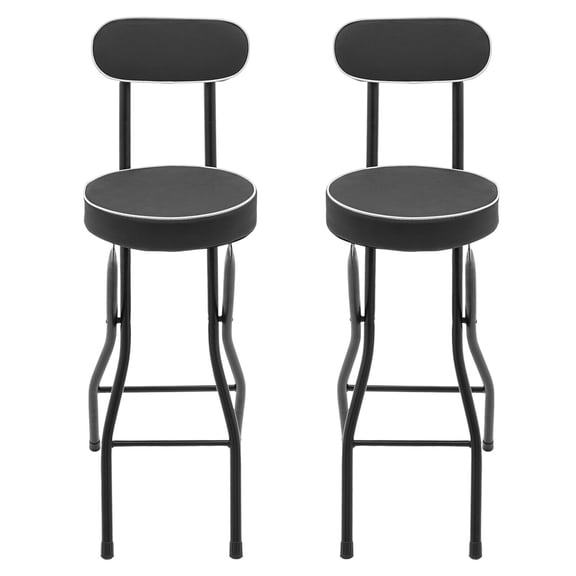 2pcs Black Counter Stool Bar Stool Portable Folding Kitchen Dining Chair