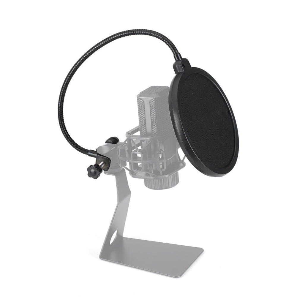 2pcs Black Double-Layer Mesh Microphone Pop Filter - Ideal for Voice Recording And Live Streaming, Includes 360° Adjustable Gooseneck Clamp Stabilizer Arm, Compatible with Microphones