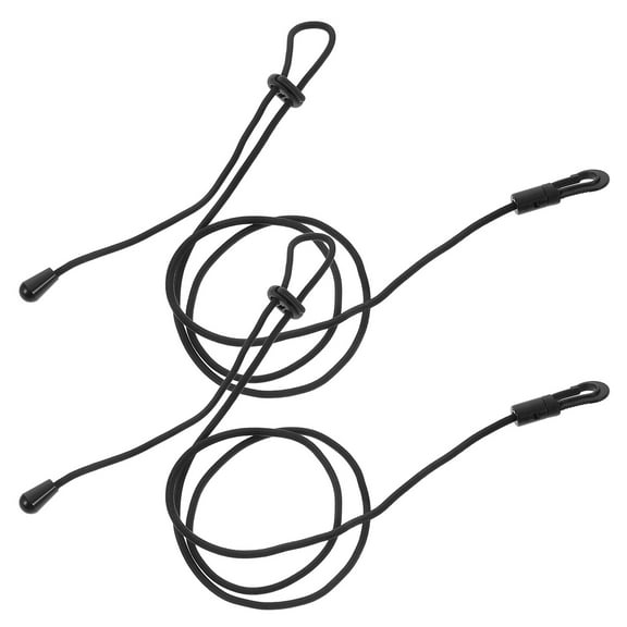 2pcs Black Elastic Paddle Leash for Kayak Secure Anti Loss Design Durable Wear Resistant 27.5 inches