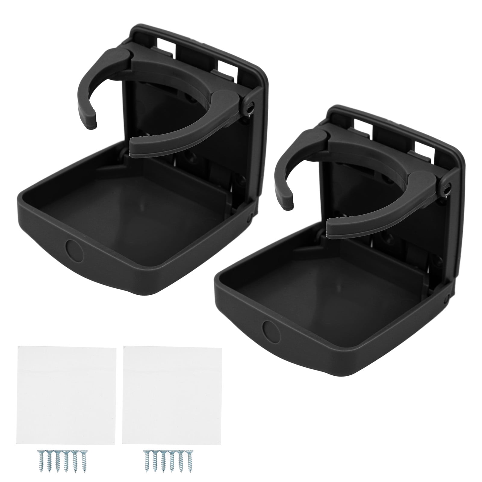 2pcs Black Foldable Car Cup Holder with Screws for Marine SUV Van Boat