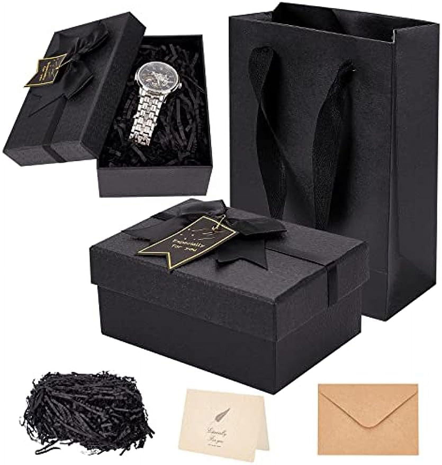 2pcs Black Gift Box with Lids Gift Wrapping Boxes with 2pcs Tote Bag