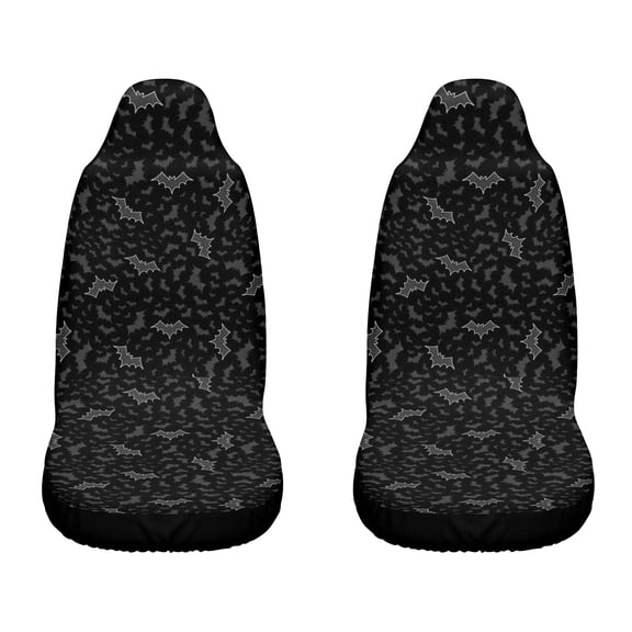 2pcs Black Halloween Bats Goth Car Seat Covers Set, Spooky Bat Silhouette Abstract Pattern, Washable Breathable Front Seat Protectors with Precise Cutouts, Universal Fit for Cars SUVs Sedans Trucks,
