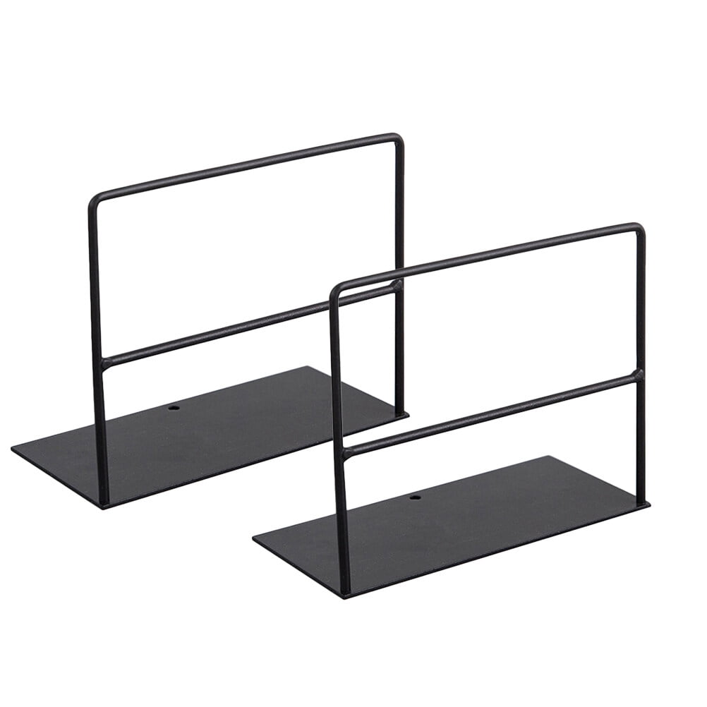 2pcs Black Iron Bookends Practical Simple Book Ends Book Supports Rack