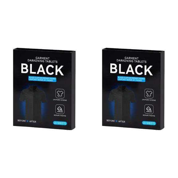 2pcs Black Laundry Darkening Sheets, No-Mess Fabric Color Refresher for Black Clothes, Washing Machine Use