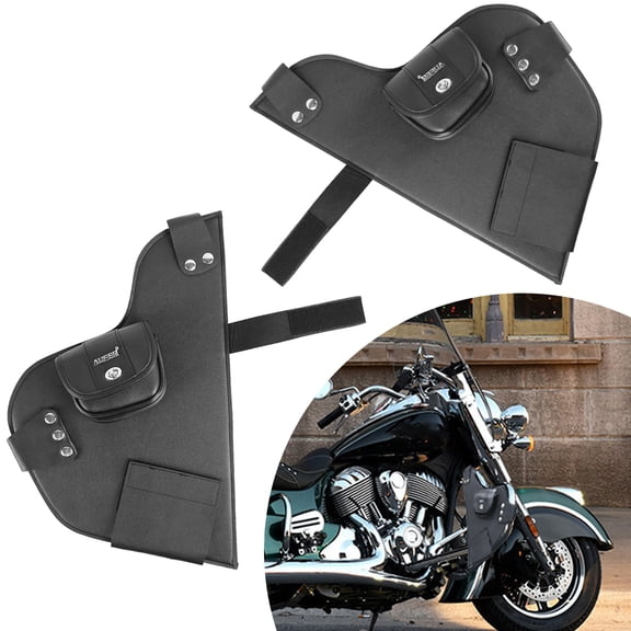 2pcs Black Lower Chaps Leg Warmer Storage Wind Deflectors Bags Compatible with For 2014-2024 Indian Road
