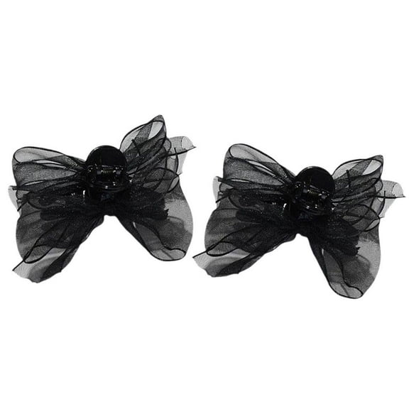 2pcs Black Matte Bowknot Mesh Hair Clip Girl Small Hairpin Bobby Pin for Gi