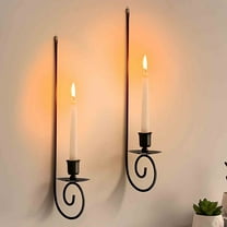 2pcs Black Metal Wall Candle Sconces - Modern Wall-Mounted Candle Holders, Farmhouse Cottage Style Hanging Candlestick for Living Room, Fireplace & Wedding, Ambience Decor, 3.5*2.7*14.9in, Black