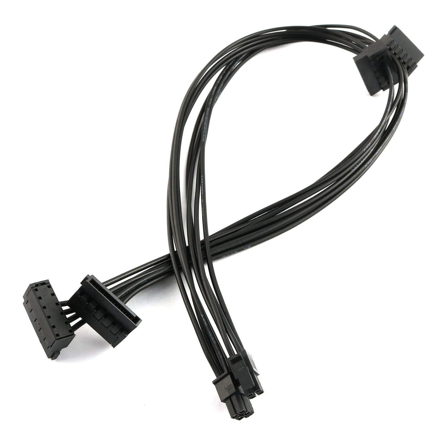 2pcs Black Motherboard ATX Mini 4 Pin to 2X RightAngle 15 Pin SATA Hard Drive HDD Power Supply