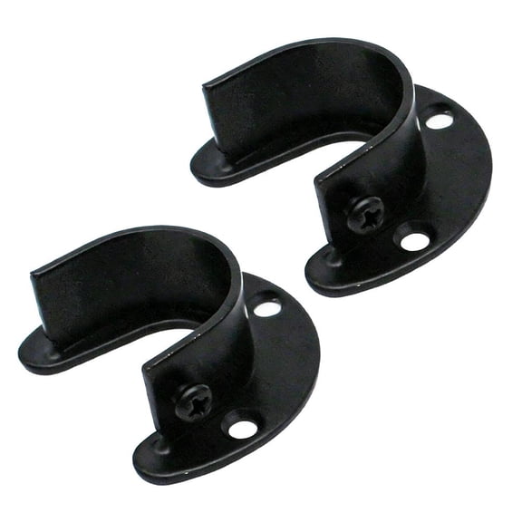 2pcs Black Open Flange Wardrobe Hanger Rod Fixing Accessories Hardware, 32mm Rod Holder Brackets for Closet Rod Support