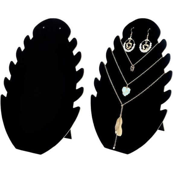2pcs Black Velvet Jewelry Necklace Earring Display Stand 10.5inch Height 3D Bust Mannequin Model Necklace Holder