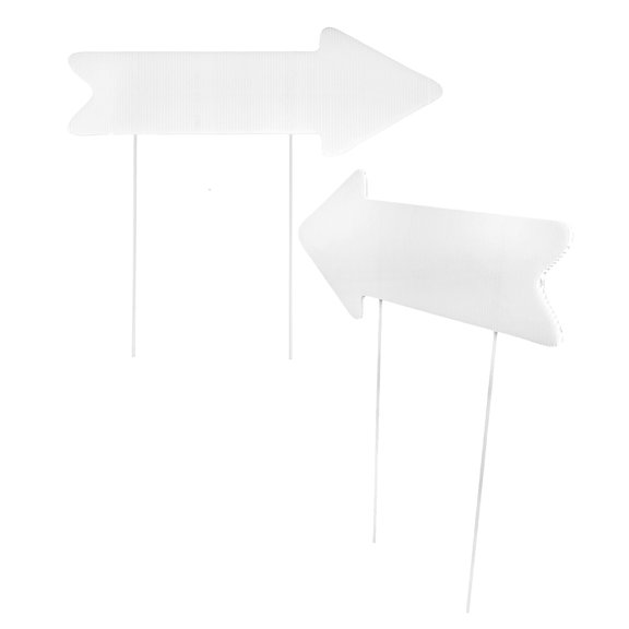 DIY White Plastic Sign Stand with Detachable Arrow for Outdoor Use 2 Pcs Yard Decor