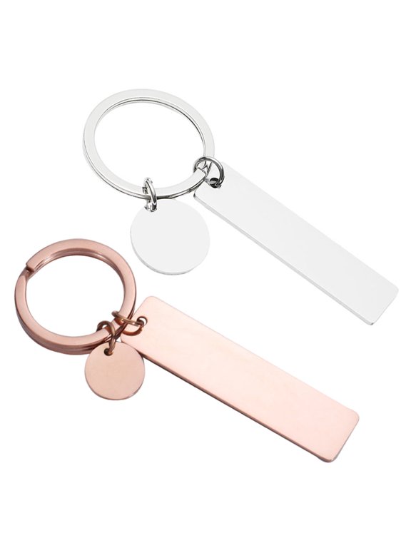 2pcs Stainless Steel Blank Keychains Metal Key for Custom Engraving and Craft Projects