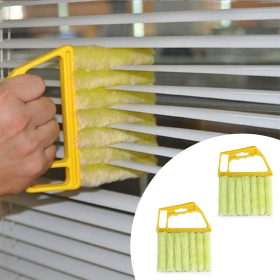 2pcs Blind Cleaner Brush, Blinds Dust Shutters, Mini Washable & Removable Window Air Conditioner Duster with 7 Slat Handheld Household Kitchen Cleaning Tools, For Awnings, Siding, Vinyl, Car, Fan