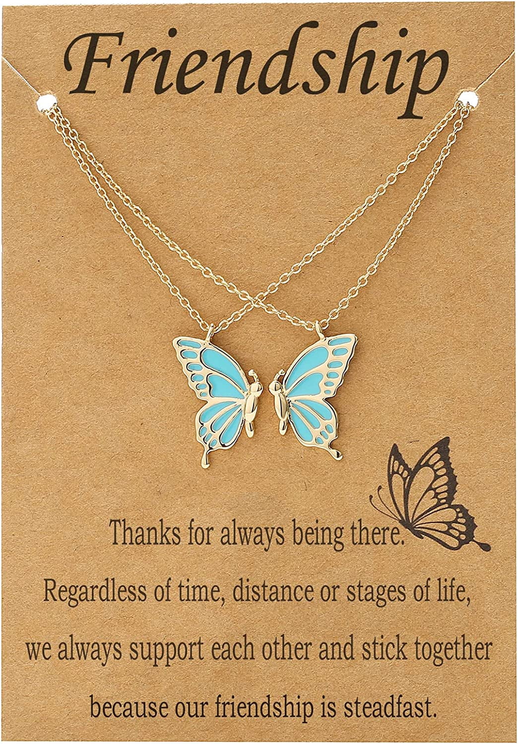 BFF Friendship Necklace Set For 2 – Long Distance Bestie Gift With “Together Forever” Message, Stitch-Inspired Jewelry