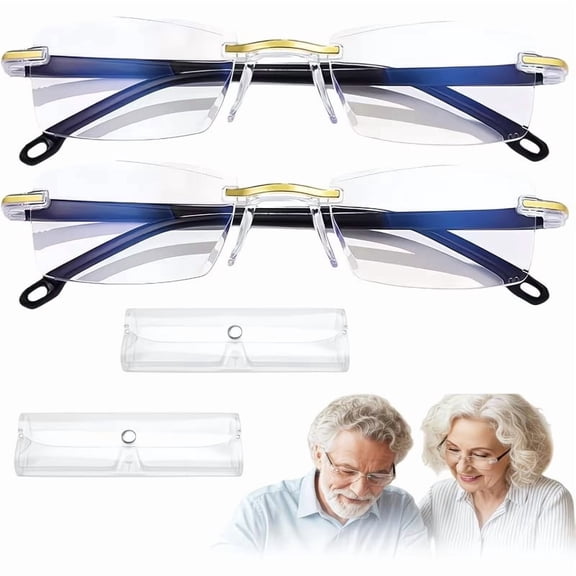 2pcs Blue Light Blocking Magnifying Glass Set for Elderly Wearing Glasses  Hands-Free Reading Magnifiers for Sewing, Detailed Work & Hobby Crafts