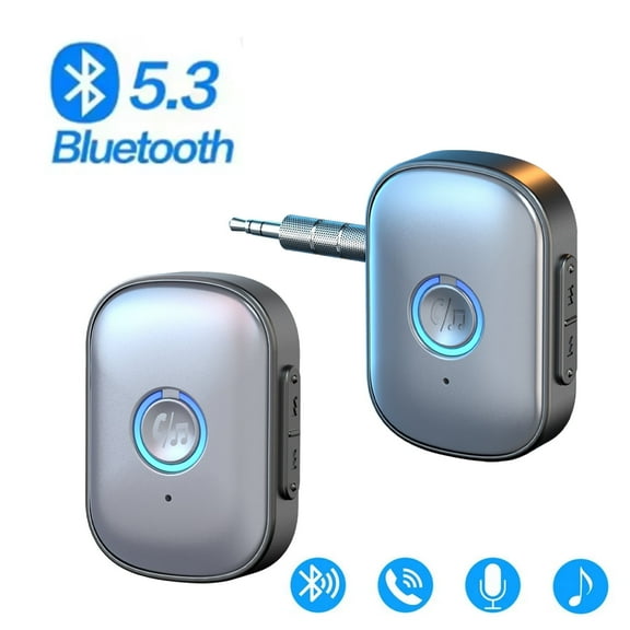 2pcs Bluetooth 5.3 Car Aux Adapter, Dual Connect Hands-Free Call, Wireless Audio Receiver for Home Stereo/Speaker