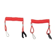 2pcs Boat Outboard Engine Motor Kill Stop Switch Safety Lanyard Clip Set