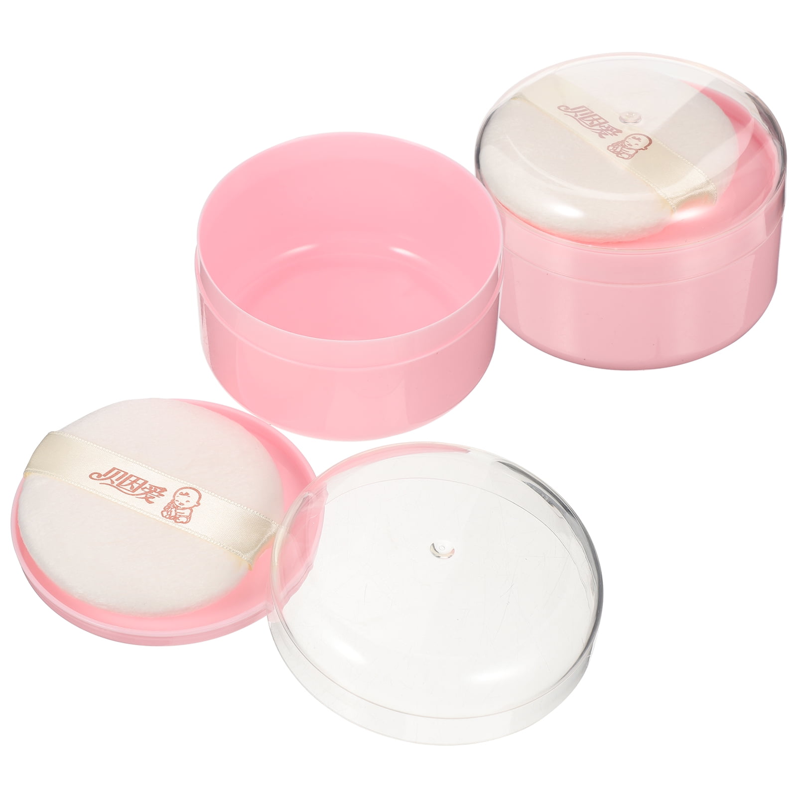 2pcs Body Powder Puffs Boxes Loose Powder Containers Dusting Powder