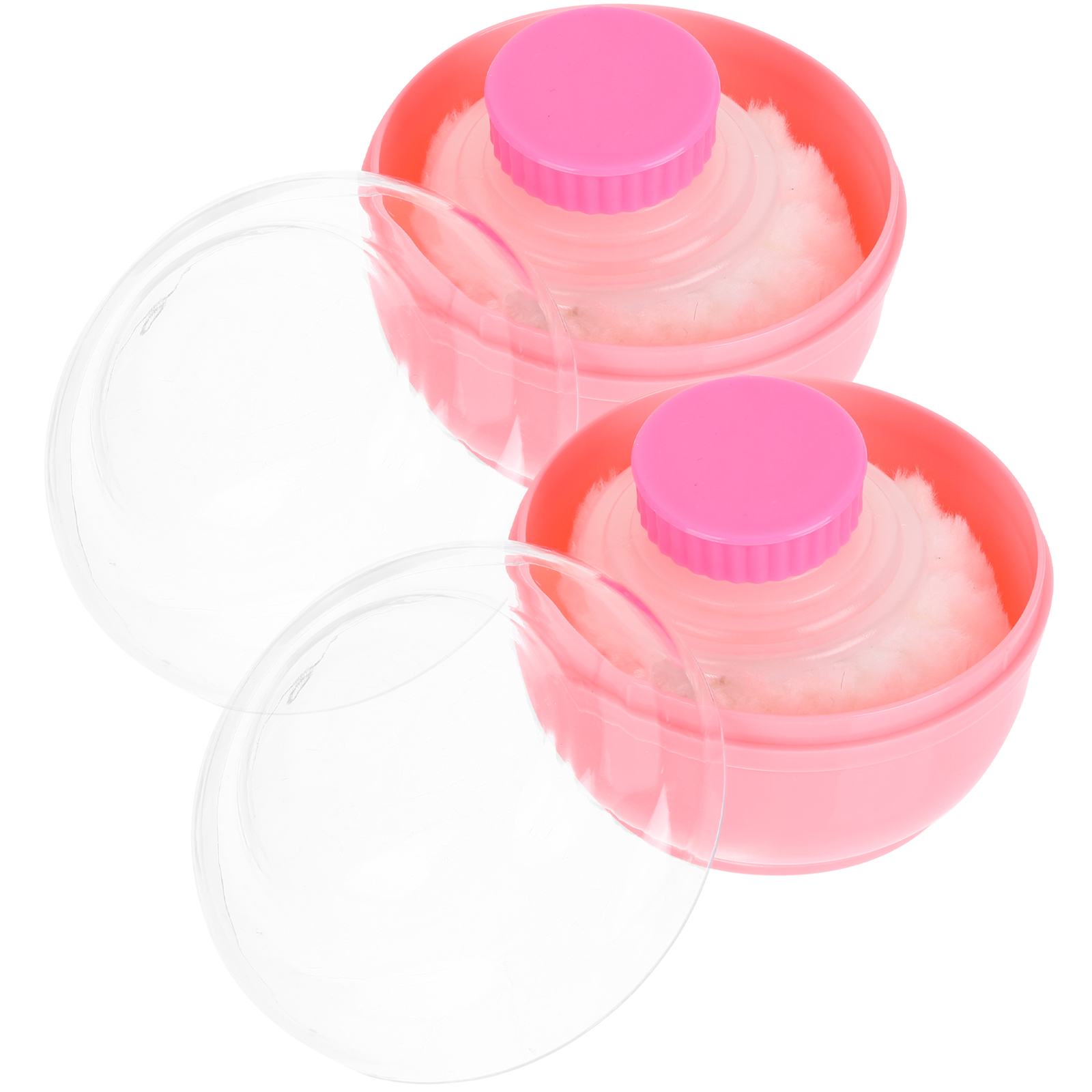 2pcs Body Powder Puffs and Containers Loose Powder Boxes Dusting Powder