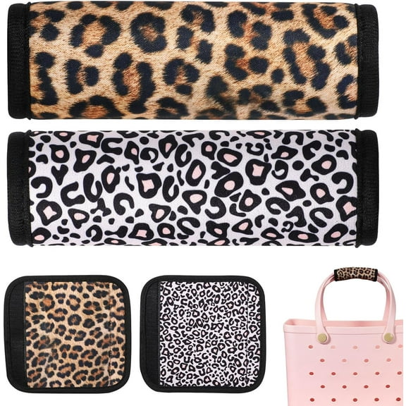 2pcs Bogg Bag Handle Wrap, Simply Southern Tote Handle Protectors - Yellow & White Leopard Print Style