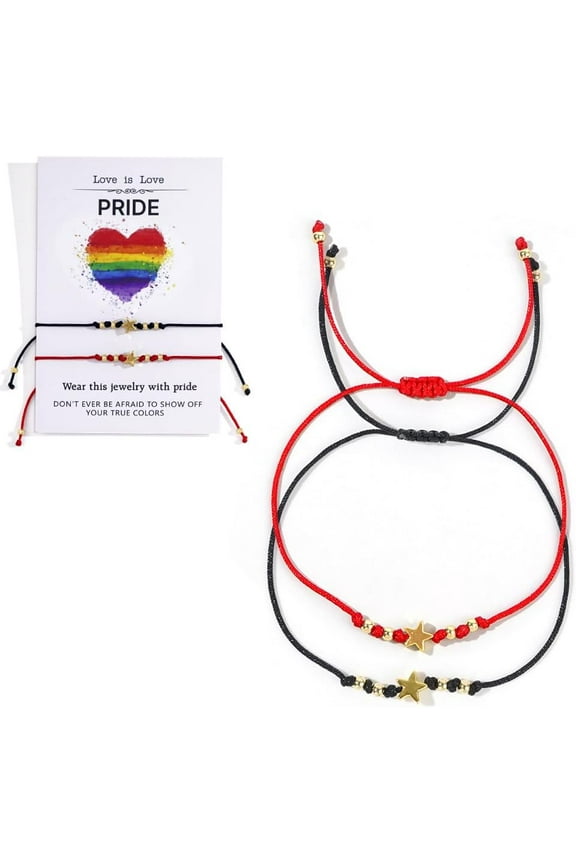 2pcs Bohemian style & Pride Rainbow Heart Iron Synthetic Non-magnetic Hematite Bead Bracelets for Couple Mixed color Inner Diameter: 11 inch(28cm)