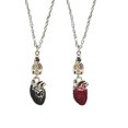 thumbnail image 1 of 2pcs Boho Style Vintage Bat-Shaped Pendant Necklace with Bleeding Heart, 1 of 5