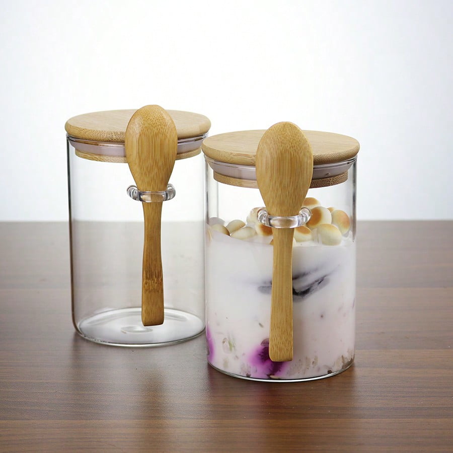 2pcs Borosilicate Glass Food Storage Containers With Bamboo Lids And ...