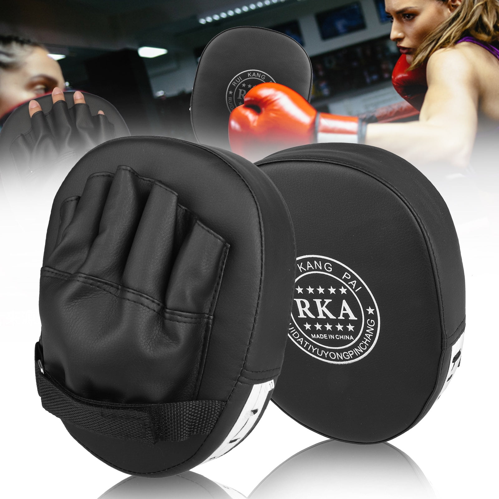 2pcs Boxing Mitts, EEEkit MMA Punching Boxing Training Hand Pads PU Leather Punching Kicking Palm Pads Training Boxing Target Pad,  Ideal for Karate, Muay Thai Kick, Sparring