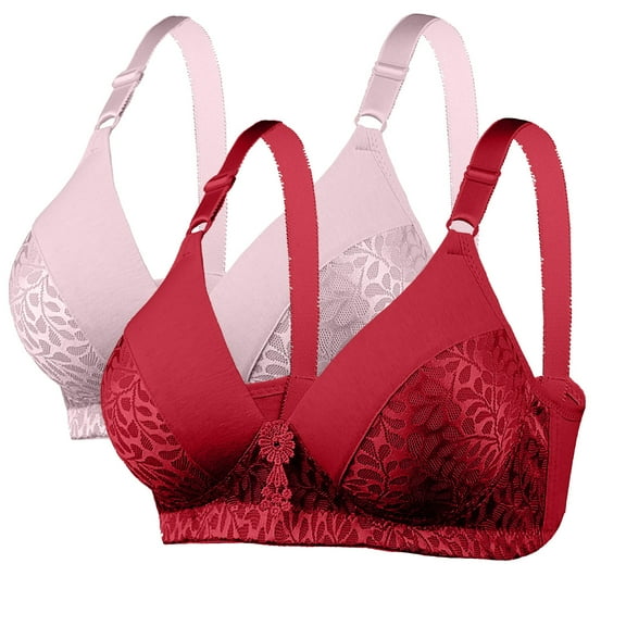 2pcs Bras for Women Balconette Bras Women Lace Wireless Sexy Comfort Light Support Breathable Everyday Wear Plus Size Women Bras