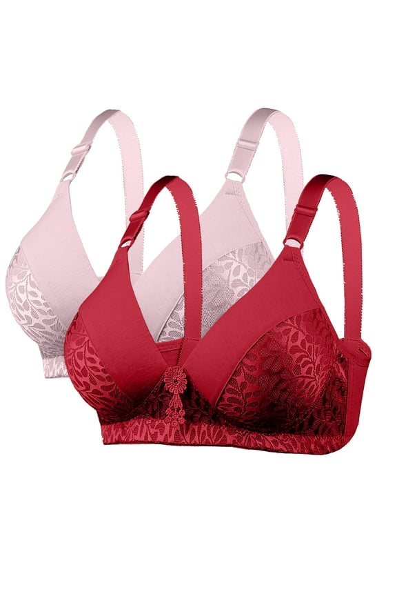 2pcs Bras for Women Balconette Bras Women Lace Wireless Sexy Comfort Light Support Breathable Everyday Wear Plus Size Women Bras