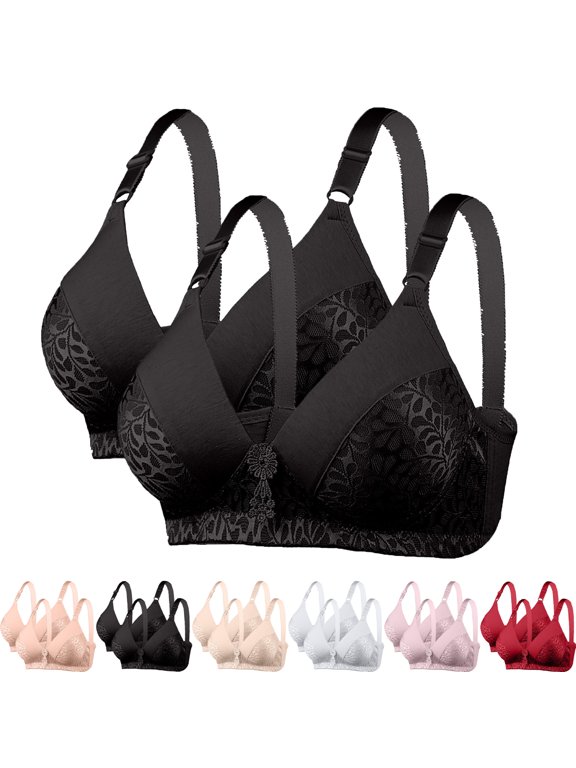 2pcs Bras for Women Bamboo Fiber Bras Women Eco Friendly Breathable Soft Comfort Wireless Seamless Light Support Plus Size Women Bras