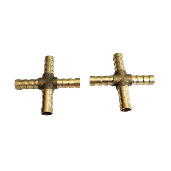 2pcs Brass Barbed Fittings Cross Type 4 Ways 6mm/8mm/10mm/12mm Pneumatic Parts Equal Pagoda Gas Hose Adapter