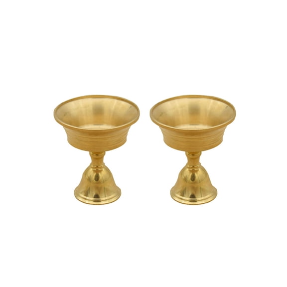 2pcs Brass Candle Holder Buddhist Supplies Accessories Oil Lamp Home Decoration Brass Tibetan Ghee Lamp Candlestick